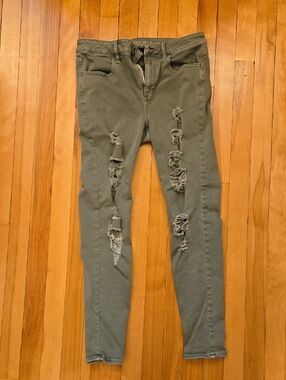 Ripped Olive Skinny Jeans